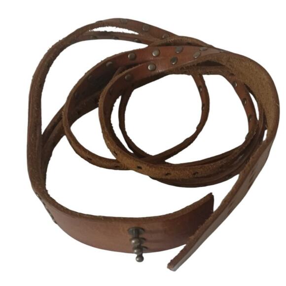 Boho 5 strand studded Leather Belt Brown OS - Picture 3 of 4